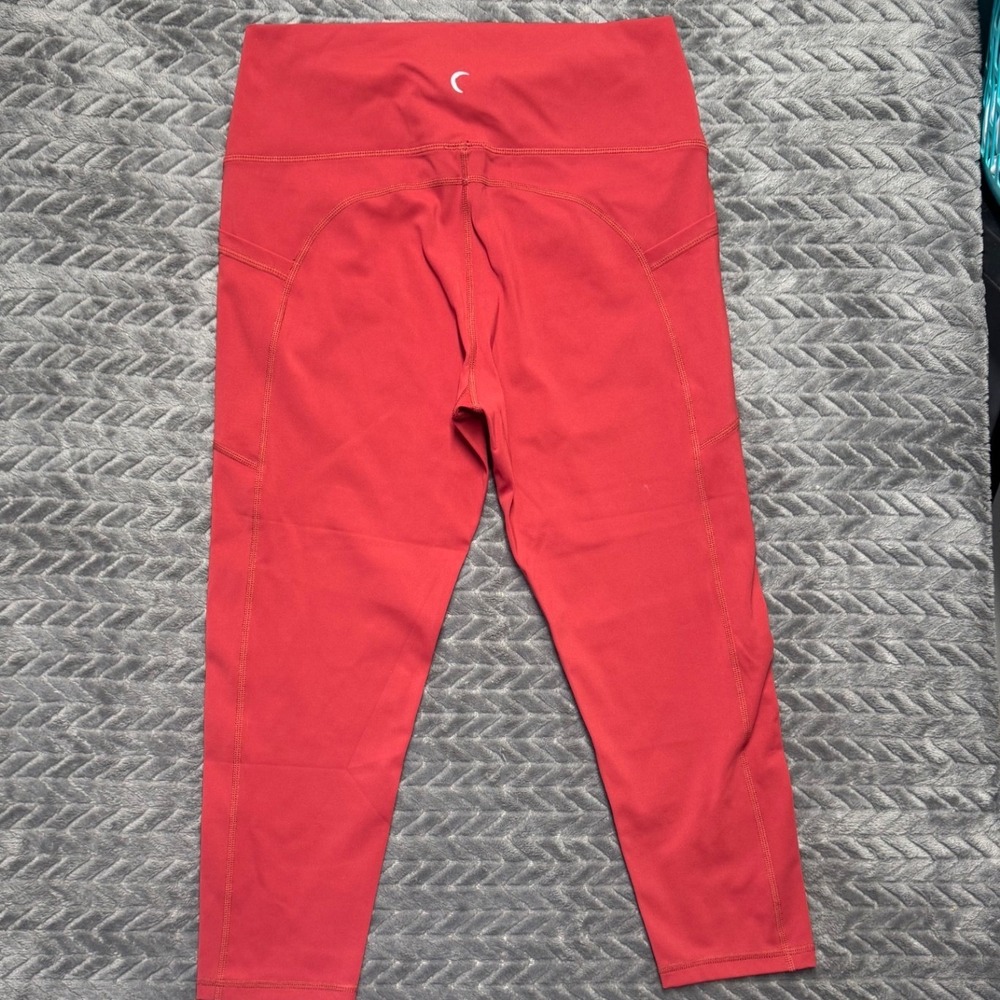 Zyia Active Red High Waisted Pocket Leggings Cropped Size 12 Activewear (1515)